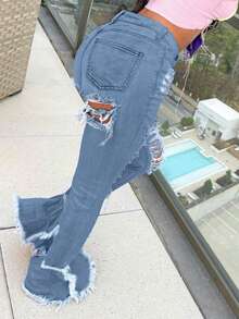 Jeans skinny feminino estilo americano de rua, adequado para primavera/verão - Lavagem Média - Ver 7