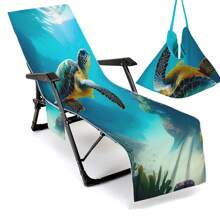 Housse de chaise de plage pliable pouvant être pliée en un sac à porter à l'épaule, avec des poches latérales pour ranger lunettes et téléphone. Convient pour les chaises de plage, serviettes, chaises de piscine et transats. Facile à transporter. Été, accessoires de voyage, vacances, décorations de salle de bain, essentiels de plage