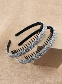 2pcs Women's New Rhinestone Headband, Simple Versatile Non-Slip Hairband For Outdoor Use, Bangs Fixing Hair Accessories, Hair Band, Hair Hoop, Home Beauty Women Accessory Gifts ,Head Piece