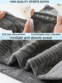 6 Pairs Men's Breathable, Odor-Resistant, Sweat-Wicking Mesh Knitted Socks With Geometric Diamond Pattern, Dual-Color Stripe Quilting, Soft & Comfortable, Suitable For All Seasons - Multicolor - View 3
