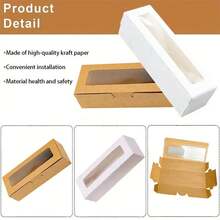 20 caixas de presente de papel kraft com janelas transparentes, 2 cores disponíveis, adequadas para embalagens de macaron, artigos para festas, caixas de presente - Multicolorido - Ver 12