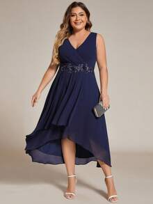 EVERPRETTY Plus Elegant Chiffon Appliques Bridesmaid Wedding Guest Dresses For Wedding
