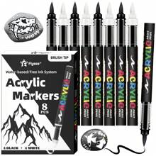 Marcador permanente de pintura acrílica negro y blanco, bolígrafo marcador de pintura acrílica para pintar piedras, madera, metal, piedra, cerámica, vidrio, grafiti, papel, pintura