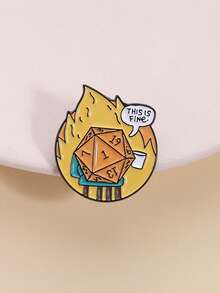 1PC This Is Fine Enamel Pin Cool Adventure RPG Game Dice Metal Brooches Lapel Backpack Badge Fashion Jewelry Gifts For Fans Friends - Multicolor - View 10
