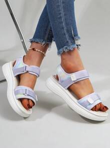 Girl's Sport Sandals - New Fashionable Versatile Chunky Sole Hook & Loop Soft Bottom Roman Beach Shoe, Outdoor Sport Casual Walking