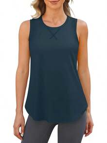 G4Free Lightweight Racerback Workout Tank Tops For Women High Neck Athletic Long Tanks Fast Dry Sleeveless Running Shirts - Black - View 6