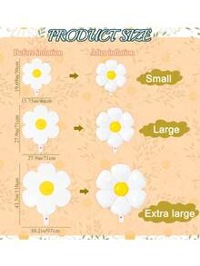 5/12 件雏菊花铝箔气球套装，用于时尚派对装饰雏菊主题生日派对婚礼雏菊气球装饰照片道具氦气球， - 彩色 - 查看 3