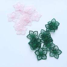 10 件迷你彩色花卉欧根纱贴花、婚纱头饰装饰贴片 - 彩色 - 查看 9