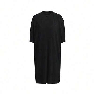 Adidas 女式运动休闲圆领短袖三叶草印花迷你连衣裙