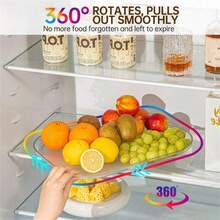 1pc Kitchen Rotating Spice Rack, Tabletop Fridge Square Rotating Storage Rack, Beverage Storage Organizer Tray