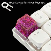 2pcs Creative ABS Resin Translucent Gold Foil Keycaps, Fits Mechanical Keyboards Decoration, OEM R4 Height, Best Gift For Computer Enthusiasts - Multicolor - View 16