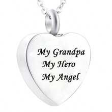 Heart Cremation Jewelry Urn Necklace For Ashes Stainless Steel Memorial Pendant -My Dad My Hero My Angel For Grandpa Grandma Dad Mom Uncle Aunt Brother Sister Daughter Son
