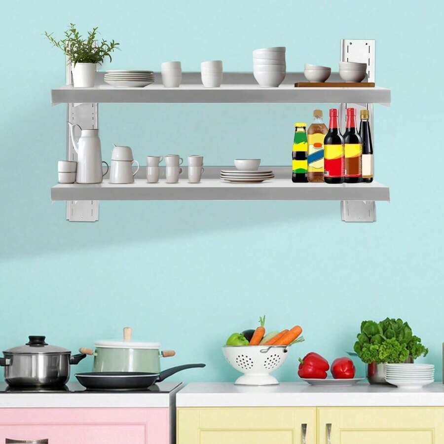 Futchoy Estanterías de cocina montadas en la pared - Plateado - Ver 1