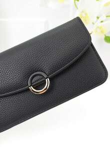 MINGYOU New Mini Crossbody Wallet, Fashion Embroidery, Soft Double Zipper, Multifunctional Large Capacity Phone Bag, Sweet Cute Refined Ladies Young Student Crossbody Bag, Suitable For Shopping, Dating, Gift - Black - View 6
