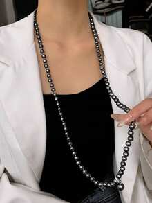 1 pieza Collar de perlas elegante y misterioso de alta gama de 8mm, adecuado para uso diario y eventos formales