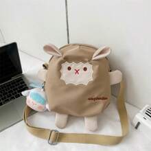 1pc Cartoon Sheep Pattern Lightweight Canvas Crossbody Bag, Vertical Square Shape Summer Shoulder Bag, Suitable For Students, Office Workers, Women, Gift