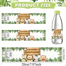 10pcs/20pcs Jungle Animal Theme Water Bottle Labels, Animal Pattern Water Bottle Stickers, Can Be Used For Labeling Beverages, Cans, Cups, Suitable For Birthday, Shower, Engagement, Picnic Party Decorations, Gift Packaging Supplies