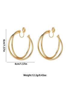 2 件夸张双层可旋转大圆圈夹式耳环，金属氛围蚊香板无耳洞耳环 - clip - 查看 9