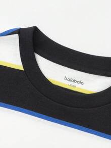Balabala Tween Boys Base Layer T-Shirt, Kids' Short-Sleeve Top, 2024 New Collection, Striped Summer Wear - Black and White - View 7