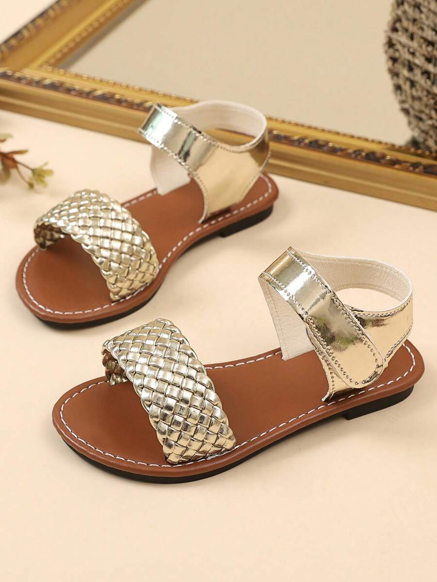 Sandal kiểu La Mã mới năm 2025, đính ngọc trai lấp lánh hình bướm, quai co giãn, mũi tròn, chống trơn trượt, thời trang và dễ thương, phù hợp cho đi làm hàng ngày, dự tiệc, đi nghỉ mát và mặc thường ngày. - Vàng - Xem 1