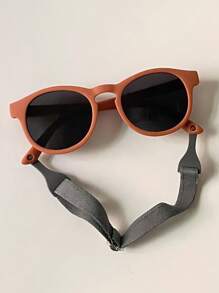 1 Set Kids Fashion Eyeglasses With Anti-Drop Strap, Unisex Children Cool Stylish Photo Prop Glasses, Comfortable & Lightweight