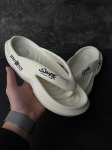 Men's Flip Flops Thick Sole Sandals, Fashionable Squish Feeling Thong Slippers, Lightweight Beach Casual Fashionable Slide Sandals