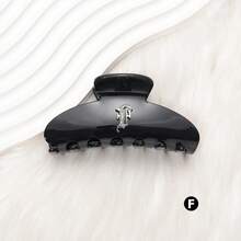 1 Piece Personalized Name Black Basic Vintage Letters Rhinestone Women Hair Claw Clip For Women - Black - View 18