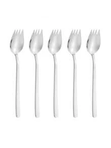 1/2/5/10pcs Stainless Steel Korean Style Long Handle Spoon Fork Combination, Soup Spoon, Household Tableware Cutlery Set - Suitable For Dessert Spoon, Ice Cream Spoon, Salad Fork - Fruit Utensil Set