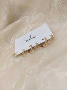 Kit 3 Pares Brinco Trio Com 3 Argolas 6mm 8mm 12 mm Feminino Cravejada Na Zircônia bijuteria Dourado Prata Fashion Top Promação Pronta Entrega - ABR2411624 - Visão 4