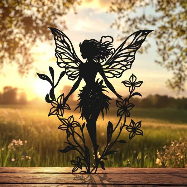 Escultura de Senhora ao Luar, 1 peça, silhueta misteriosa de galho de árvore, decoração de parede de metal, estaca de jardim, decoração de jardim com arte em ferro, presente de Ação de Graças para irmã, estaca de jardim, acessório de decoração de parede para áreas externas