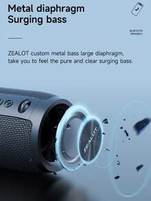 Zealot S51PRO 戶外便攜式40W高功率藍牙音箱，支援TF卡/USB/AUX/TWS立體聲低音喇叭，IPX6級尼龍矽膠防水帶呼吸閃光燈設計，可連接手機/平板電腦/電視/電腦，適用於室外便攜式/家庭劇院/沙灘派對 - 黑色 - 查看 4