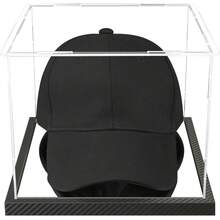 Hat Display Acrylic Baseball Cap Holder Stand Transparent Hat Storage Box Dustproof Square Cabinet With Carbon Fiber Skin Base And Removable Mirror Base2025 - 拳擊手套展示櫃 - 查看 7