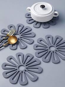 Alfombrilla redonda resistente al calor de silicona suave, base aislante antideslizante, salvamanteles para hogar mesa té café tazón plato, diseño creativo con pétalos - Multicolor - Ver 8