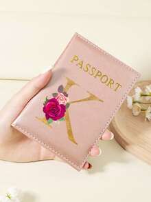 1 件 A-Z 26 个字母时尚字母印花时尚勃艮第护照夹，高品质 PU 皮革护照钱包，带卡槽，可存放信用卡、登机牌和身份证，紧凑型旅行必需品整理器，适合女性、男性和学生 - 酒紅色 - 查看 66