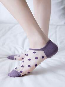 5 双波尔卡圆点可爱休闲涤纶短款短袜，夏季 - 彩色 - 查看 6