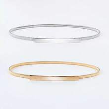 1pc Elastic Thin Waistband, Waist Chain Dress Decoration, Stretchy Metal Cincher For Skirts, Minimalist & Versatile - Multicolor - View 8