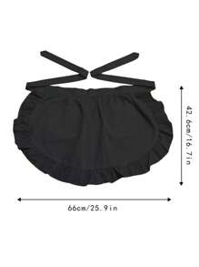 1pc Polyester Princess Style Half Apron, Thickened Cute Waist Tie Pocket Apron, Fashion Household Kitchen Work Wear