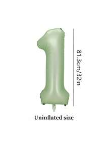 1 个 32 英寸橄榄绿色数字气球，生日快乐派对气球，1 岁生日装饰铝箔气球