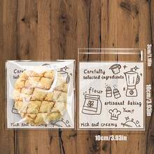 100个/包食品袋，烘焙工具，OPP糖果包装袋，雪花蛋糕和饼干烘焙自粘饼干零食袋