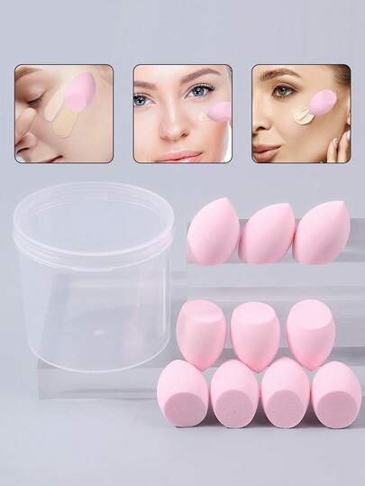 10 حبة/صندوق أدوات مكياج السفر، أسفنجات مكياج ناعمة، متورك مساحيق كوزميتك للأساس، المخفي والتطبيق المكياج، أدوات مكياج للمبتدئين