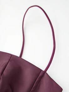 Women's Summer Fitted Cami Tops Solid Color Sleeveless Backless Cropped Going Out Tops - 酒紅色 - 查看 4