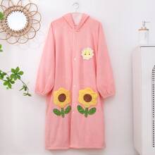 1pc Floral Embroidered Robe, Bathrobe, Casual Loungewear, Suitable For Bathroom, Pool, Living Room, All Seasons Back To School - Multicolor - View 17