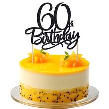 1pc 60th/30th/40th/50th/70th/80th Birthday Cake Decoration, Shiny Happy Birthday Cake Topper Set, Birthday Party Supplies - Gold - View 25