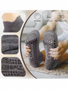 DEEFLY 2 Pairs Women Non-Slip Solid Color Boat Socks, For Home, Hospital, Pregnancy, Fitness, Pilates, Yoga