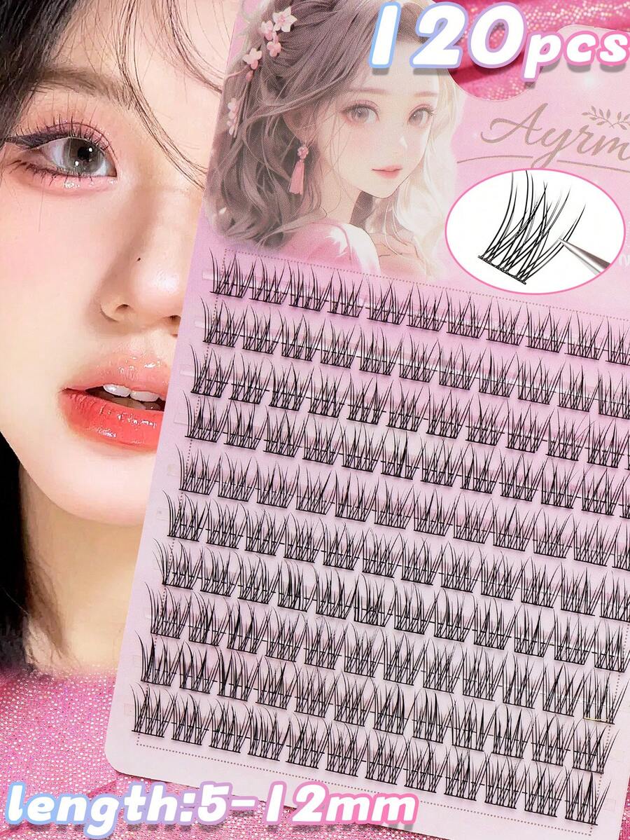 AYRMILLA 10 Rows False Eyelashes Natural Fish Tail Fairyultrafine Stem Feather Fan Fish Tail Grafting Eyelash Cross Wedding Party And Club Daily Work Meeting Natural False Eyelashes Are Comfortable To Wear Fairy Beginner Curling Planting False Eyelashes - C - 查看 1