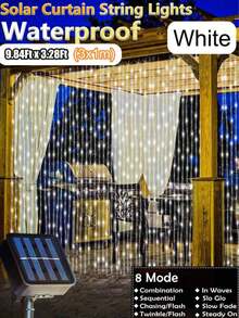 1 Piece Of Solar Curtain String 8 Lighting Modes, Suitable For Outdoor Decoration, Wedding Parties And Gardens - Optional IP44 Waterproof Lamp - Solar Powered - Solar Curtain Lights - View 16
