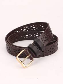Thắt lưng thời trang nữ rộng 2,8 inch, khóa hợp kim - 4 màu (Trắng, Đỏ, Đen, Nâu), Phù hợp với trang phục thường ngày, cổ điển, đám cưới, tiệc tùng và giải trí, Thắt lưng thời trang thiết kế rỗng có thể điều chỉnh độ dài - Nhiều màu - Xem 12