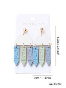 1 Pair Acrylic Faux Soft Clay Enameled Crayon Earrings, Geometric Semi-Circle Personalized Elegant Earrings, Graduation, Back To School, Teacher's Day Gift, Party Wear - Crayon - View 6