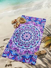 1pc Bohemian Style Patterned, Modern Minimalist Quick-Dry Oversized Microfiber Beach Towel, Suitable For Adults And Teenagers, Polyester Knitted Fabric, Machine Washable, Lightweight Soft Quick-Dry, Waterproof, Anti-Sand, Durable, Perfect For Travel, Swimming, Yoga, Pool Towel Beach Essentials