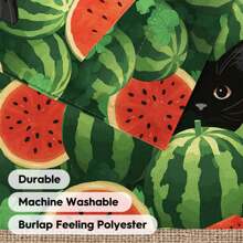12 X 18 Inch Watermelon Summer Garden Flag, Double-Sided Outdoor, Black Cat Welcome Flag, For Outdoor Yard